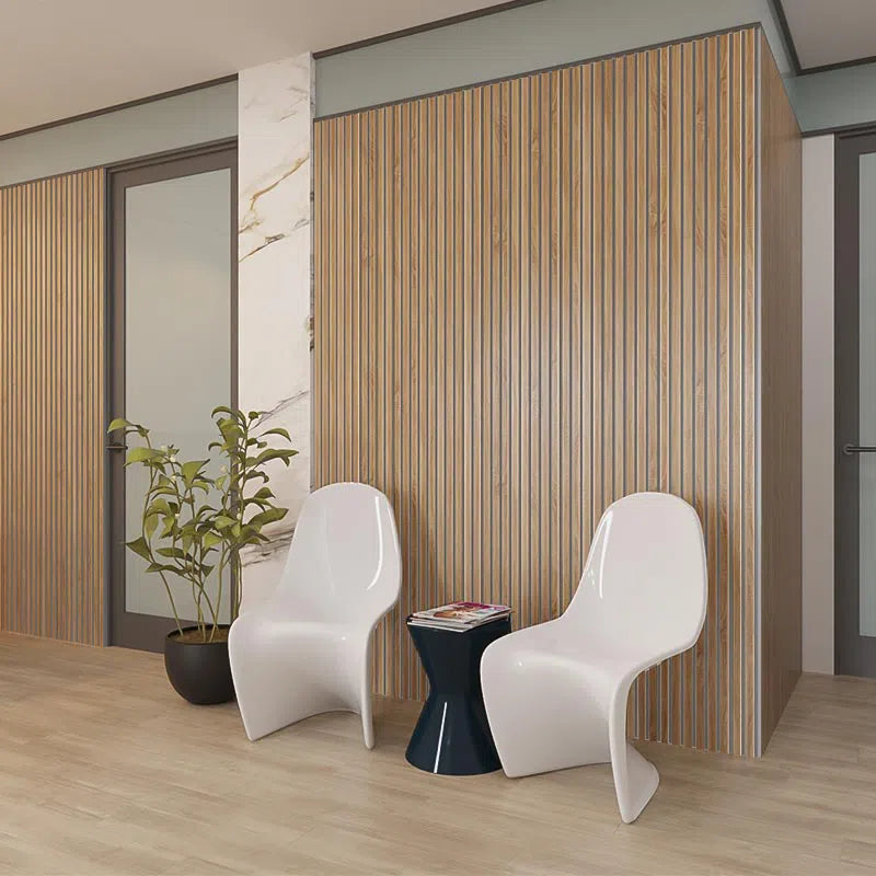 Wooden Wall Panel | Natural Oak Grey Felt | Luxury 3-sided Wood Veneer